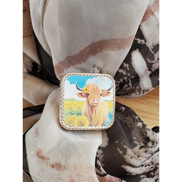 SLIDE Scarf Wild Rag Scarves Slide highland cow gift, bandana slide, western - Picture 3 of 3